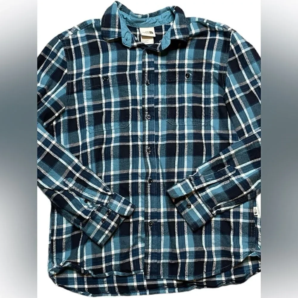 THE NORTH FACE Men's Arroyo Flannel Shirt Blue Plaid Size Large